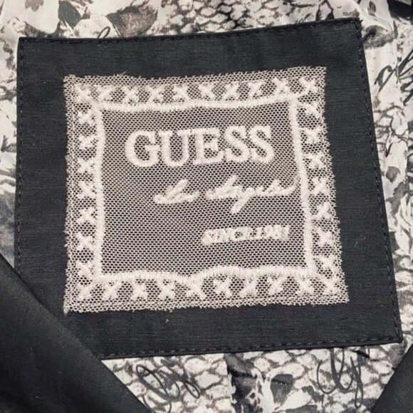 Guess Hooded Peacoat Women's Large Black White Trim Fully Lined Soft Shell GUC - Picture 9 of 10